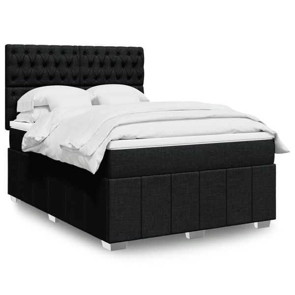 vidaXL Posteľný rám boxspring s matracom čierny 140x200 cm látka