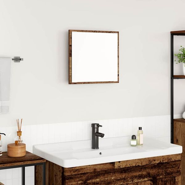 vidaXL Zrkadlo do kúpeľne s LED Nástenný Staré drevo 40 x 37 x 8.5 cm