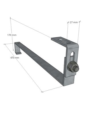FVE strešný hák typu S 470 pre škridlovú krytinu s reguláciou, 470 mm, 25x4, 1.4016 FVE strešný hák typu S 470 pre škridlovú krytinu s reguláciou, 470 mm, 25x4, 1.4016