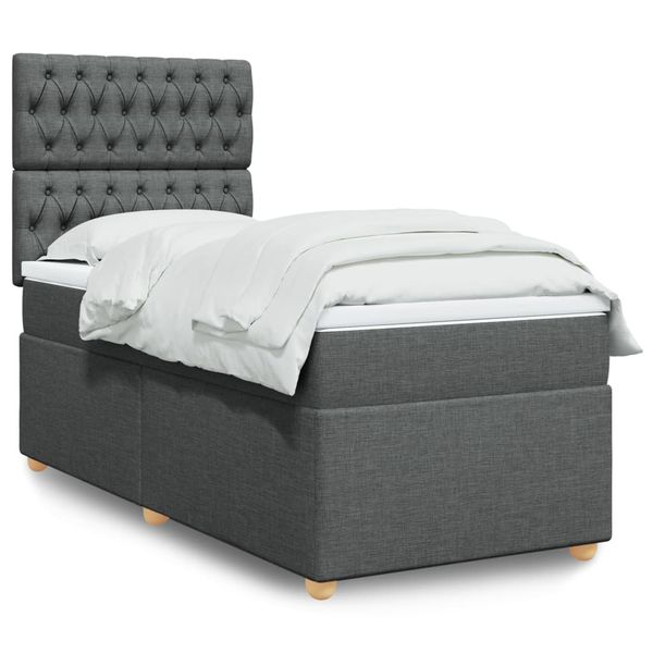 vidaXL Boxspring posteľ s matracom tmavosivá 100x200 cm látka