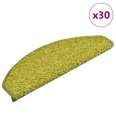 vidaXL Schodové rohože 30 ks 65x21x4 cm zelené polkruhové veľké