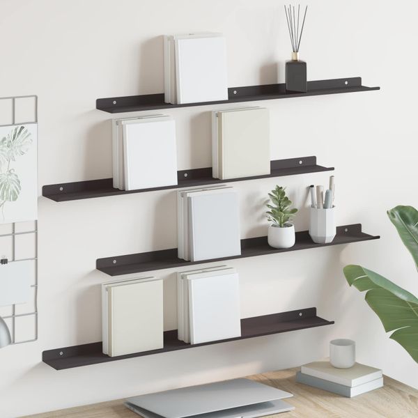 vidaXL Závesná polica 4 ks Čierny 80 x 9 x 2,5 cm Oceľ