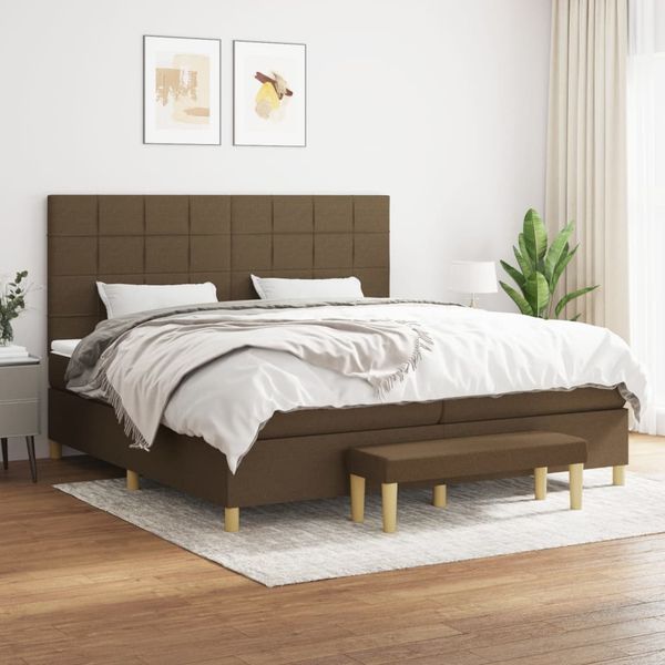 vidaXL Boxspring posteľ s matracom tmavohnedá 200x200 cm látka