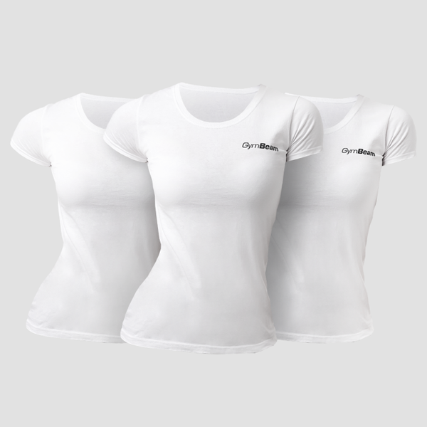 Dámske tričko Basic 3Pack White - GymBeam, veľkosť L - 3pack