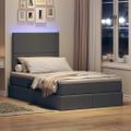 vidaXL LED úložná posteľ s matracom Tmavosivá 120 x 190 cm Látka