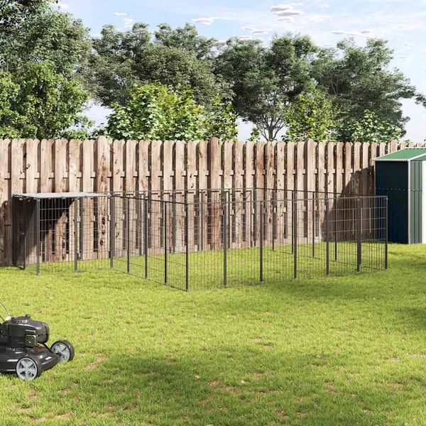 vidaXL Koterec pre psy čierny 12,1 m² oceľ