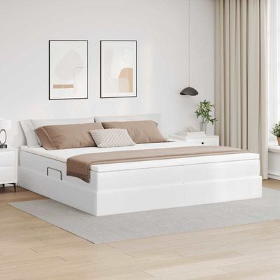vidaXL Postel s úložným prostorem a matrací Biela 200 x 200 cm