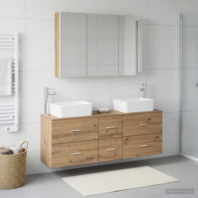 vidaXL Sada kúpeľňového nábytku 4 ks Dub artisan
