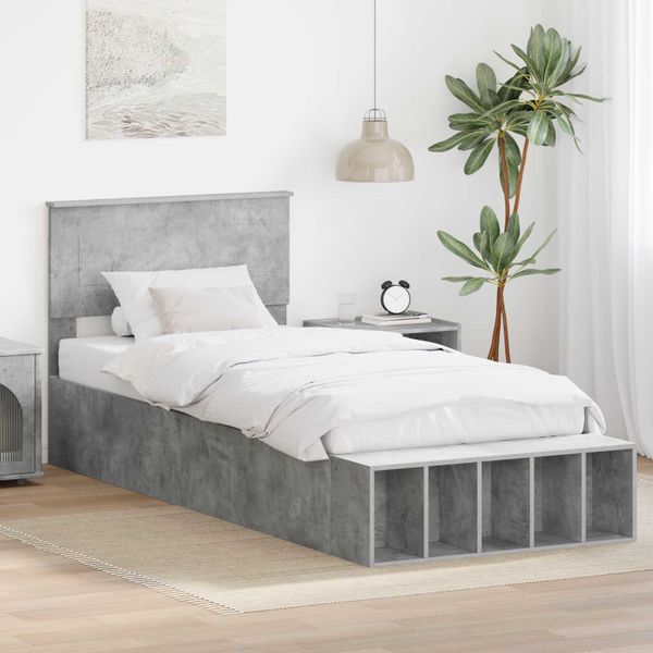 vidaXL Rám postele Betónová šedá 70 x 190 cm Kompozitné drevo