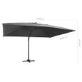 vidaXL Závesný záhradný slnečník+LED, hliníková tyč 400x300cm antracit