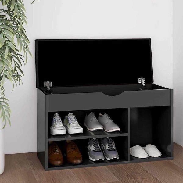 vidaXL Lavica na topánky+podložka, sivá 80x30x47 cm, kompozitné drevo