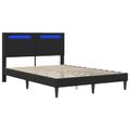vidaXL Rám postele s LED pásikmi Čierna 120 x 190 cm Umelá koža