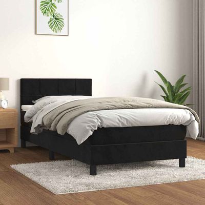 vidaXL Posteľný rám boxspring s matracom čierny 100x200 cm zamat