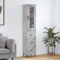 vidaXL Vysoká skrinka betónová sivá 34,5x34x180 cm spracované drevo