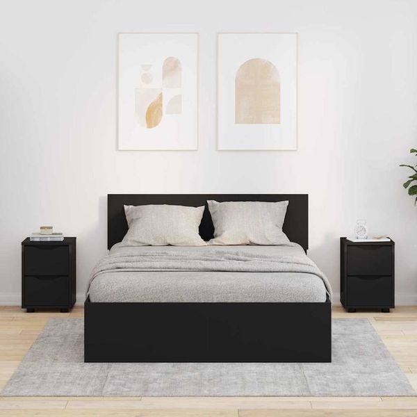 vidaXL Nočné stolíky 2 pcs Čierna 30,5 x 30 x 43 cm Kompozitné drevo
