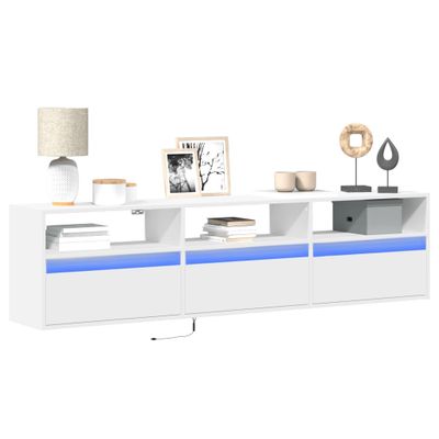 vidaXL TV nástenná skrinka s LED biela 180x31x45 cm