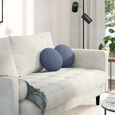 vidaXL Vankúše na sedenie 2 pcs Modrá Ø30 x 13 cm Kordúrová tkanina