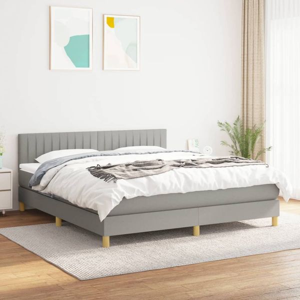 vidaXL Boxspring posteľ s matracom svetlosivá 100x200 cm látka