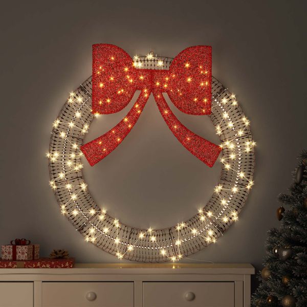 vidaXL Veniec s 80 LED-i Teplá biela 91 x 91 x 9 cm PET