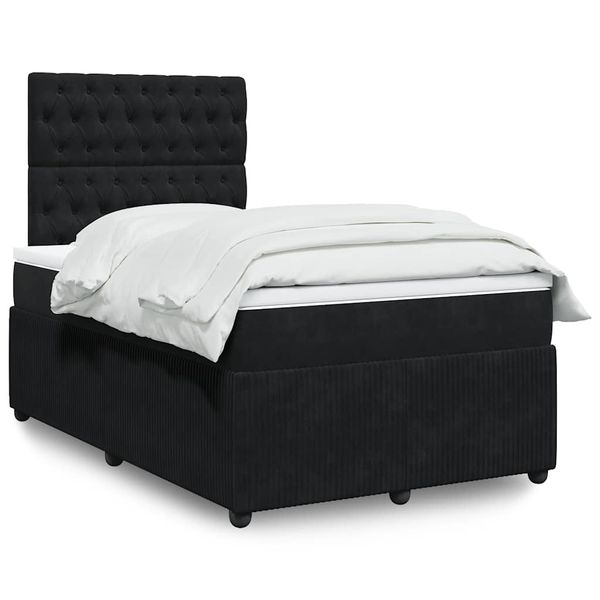 vidaXL Posteľný rám boxspring s matracom čierny 120x200 cm zamat