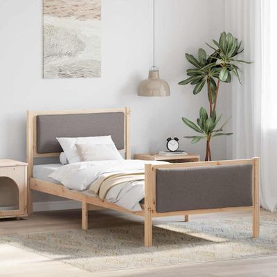 vidaXL Rám postele s čelnou doskou Sivohnedá 90 x 200 cm látka