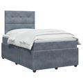 vidaXL LED boxspring posteľ s matracom Tmavosivá 120 x 200 cm Zamat