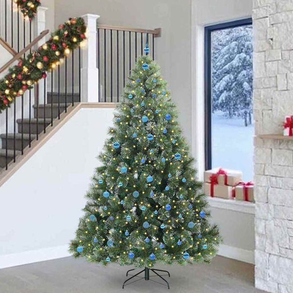 vidaXL Umelý vianočný stromček s 300 LED-i Zelená 240 cm PE a PVC
