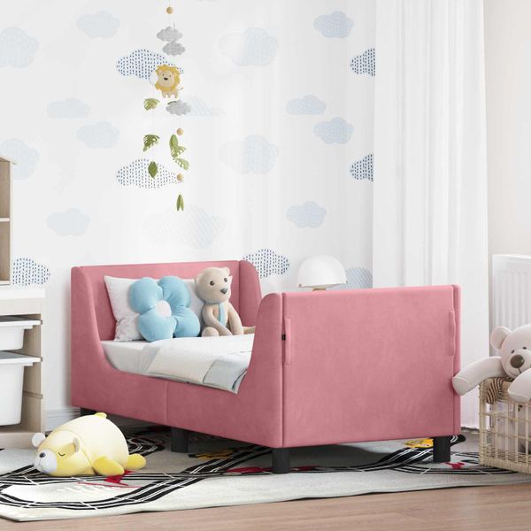 vidaXL Rám detskej postele s čelom Ružová 70 x 140 cm Zamat