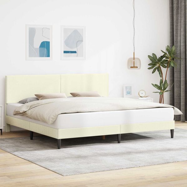 vidaXL Rám postele Krémová 180 x 200 cm Kordúrová tkanina