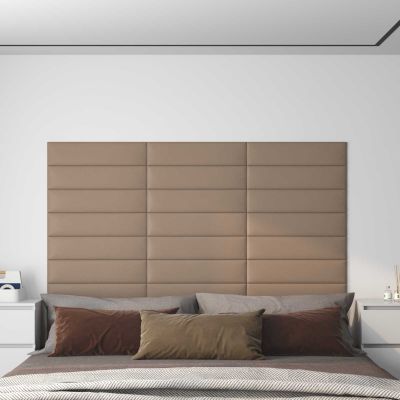 vidaXL Nástenný čelník 12 pcs 60 x 15 cm Kapučínová látka