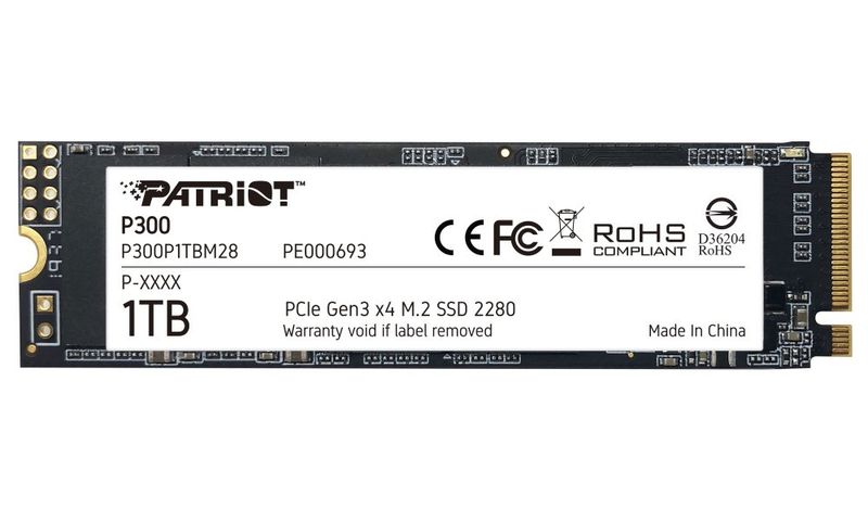 PATRIOT P300 1TB SSD / Interný / M.2 PCIe Gen3 x4 NVMe 1.3 / 2280 SSD disk, interný, 1TB, M.2 2280, PCIe Gen3 x4, NVMe 1.3