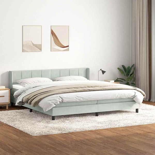 vidaXL Posteľný rám boxsping s matracom bledosivý 180x210 cm zamat