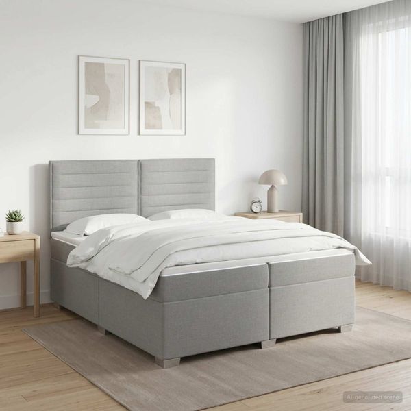 vidaXL Posteľ boxspring s matracom Svetlosivá 200 x 200 cm Látka