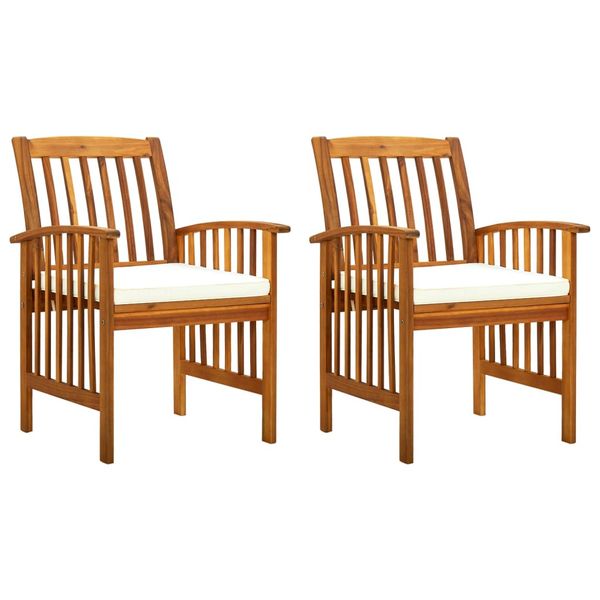 vidaXL Záhradné jedálenské stoličky s vankúšmi 2 ks akáciový masív