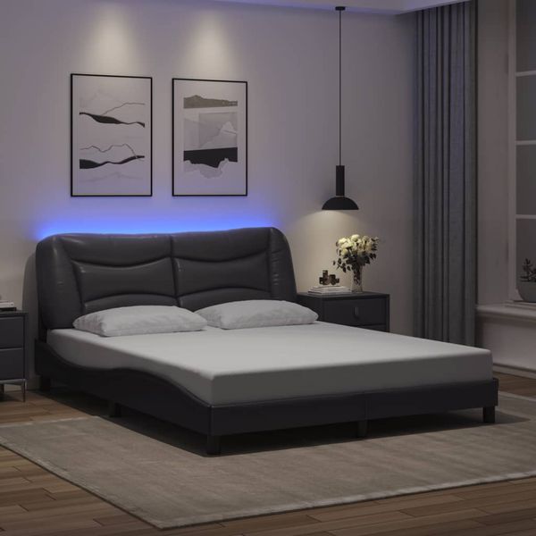vidaXL Rám postele s LED bez matraca Hvar sivý 160x200 cm