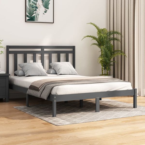vidaXL Posteľný rám sivý masívne borovicový masív 140x190 cm