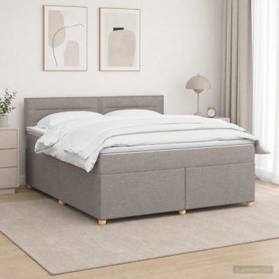 vidaXL Posteľ boxspring s matracom Sivohnedá 140 x 200 cm Látka