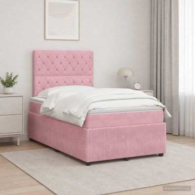 vidaXL Posteľ boxspring s matracom Ružová 120 x 200 cm Zamat