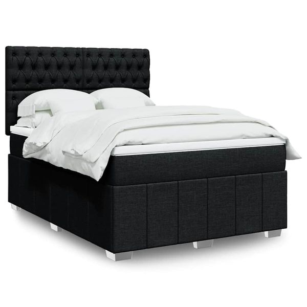 vidaXL Posteľný rám boxspring s matracom čierny 140x200 cm látka