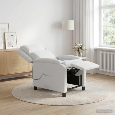 vidaXL Masážne relaxačné kreslo Biela Látka