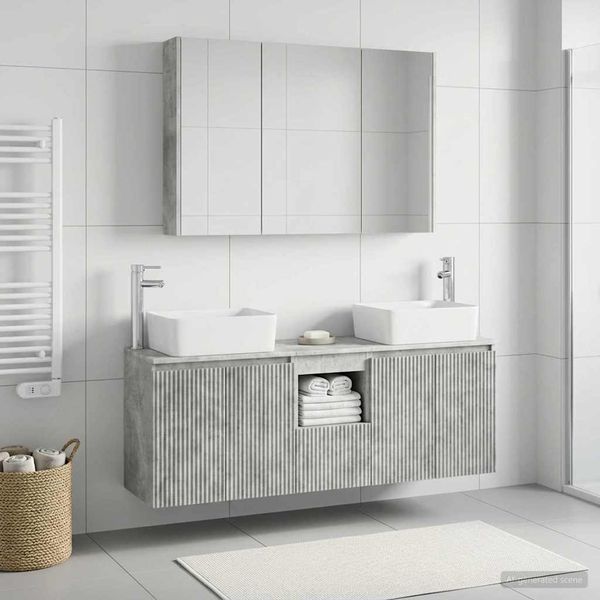 vidaXL Set kabinetov do kúpeľne 4 pcs Betónovo sivá Kompozitné drevo