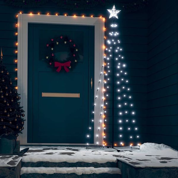 vidaXL Vianočný stromček, kužeľ, 100 LED studené biele svetlo 70x180cm