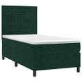 vidaXL Posteľný rám boxsping s matracom tmavozelený 90x200 cm zamat