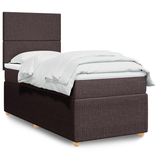 vidaXL Boxspring posteľ s matracom tmavohnedá 90x190 cm látka