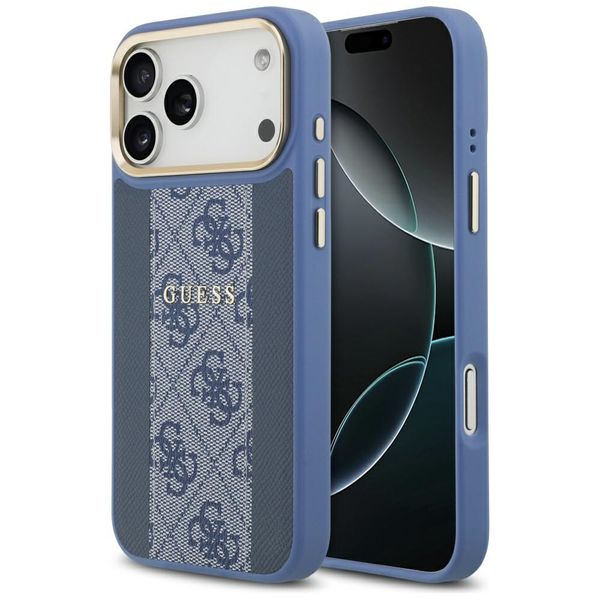 Puzdro Guess pre iPhone 17 Pro Max HC MAGSAFE PU W/ 4G PU STRIPE modrá