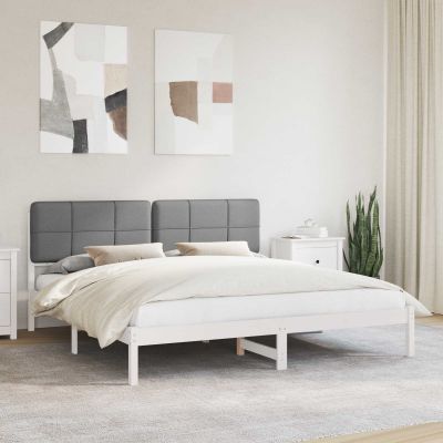 vidaXL Rám postele s čalúneným čelom Svetlosivá 200 x 200 cm