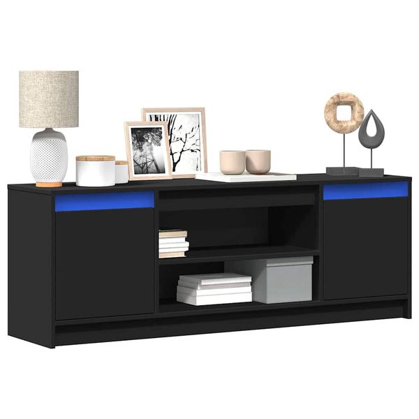 vidaXL TV stolík s LED čierny 139,5x34x50 cm kompozitné drevo