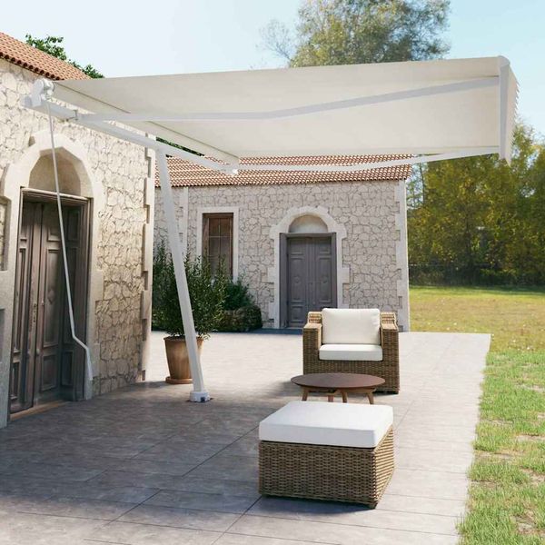 vidaXL Samostatne stojaca ručne zaťahovacia markíza 450x350 cm krémová