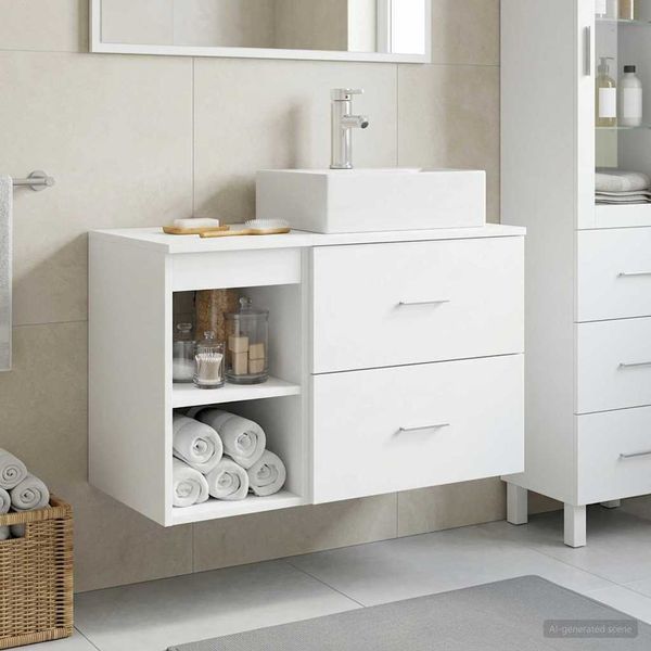 vidaXL Sada kúpeľňového nábytku 2 pcs Biela Kompozitné drevo