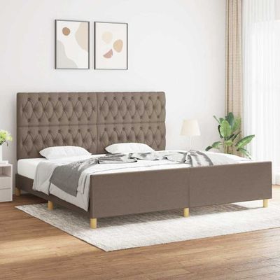 vidaXL Posteľný rám s čelom sivohnedý 200x200 cm látka